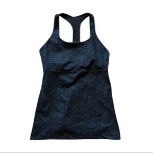 Lululemon Navy Blue Paisley Racerback Workout Tank Top  Size 6